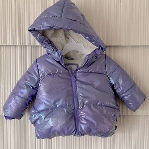 12-18m Gap Cold Control Water Resistant Purple Shimmer Puff Jacket